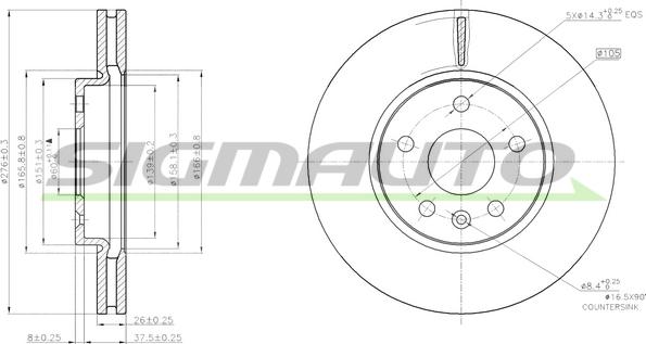 SIGMAUTO DBB869V - Brake Disc autospares.lv