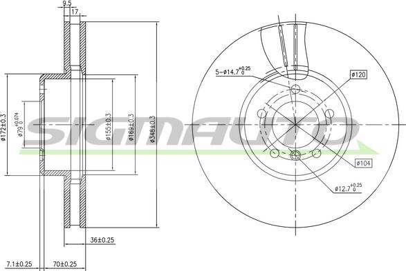 SIGMAUTO DBB867V - Brake Disc autospares.lv