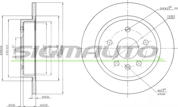 SIGMAUTO DBB804S - Brake Disc autospares.lv