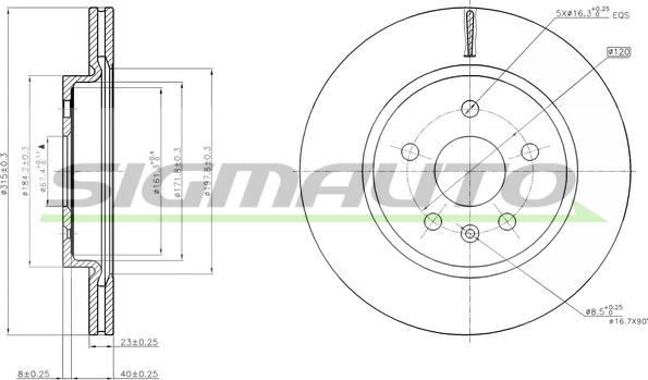 SIGMAUTO DBB805V - Brake Disc autospares.lv