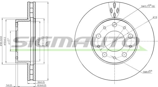 SIGMAUTO DBB800V - Brake Disc autospares.lv