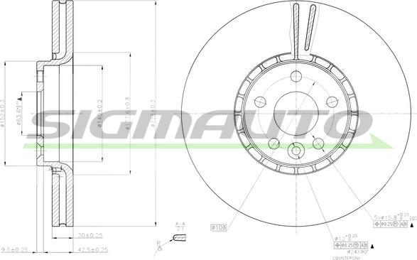 SIGMAUTO DBB801V - Brake Disc autospares.lv