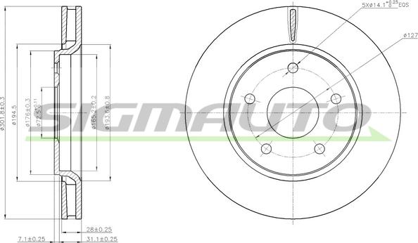 SIGMAUTO DBB807V - Brake Disc autospares.lv