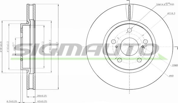 SIGMAUTO DBB814V - Brake Disc autospares.lv