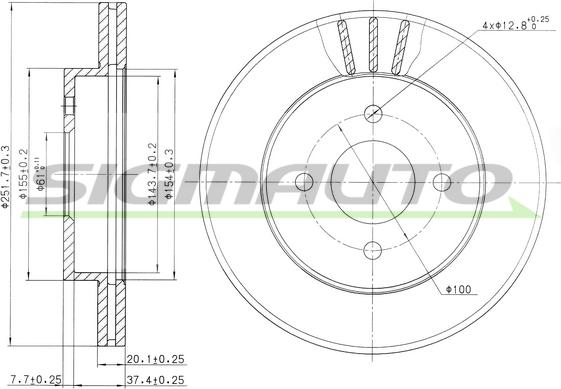 SIGMAUTO DBB885V - Brake Disc autospares.lv