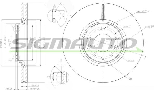 SIGMAUTO DBB880V - Brake Disc autospares.lv