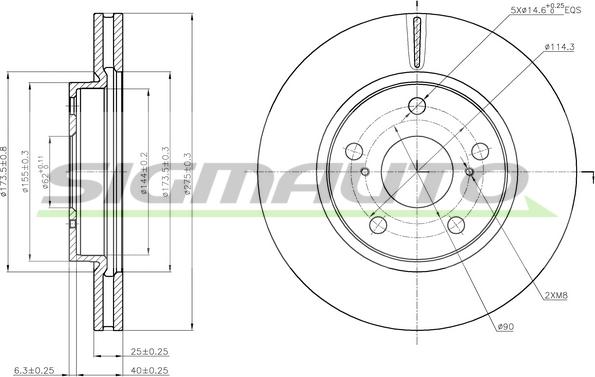 SIGMAUTO DBB838V - Brake Disc autospares.lv