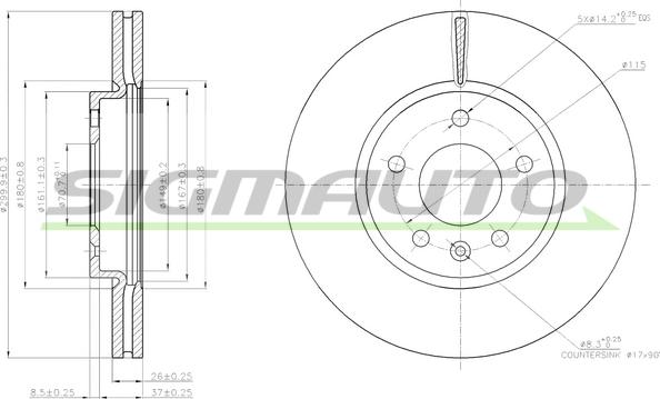 SIGMAUTO DBB870V - Brake Disc autospares.lv