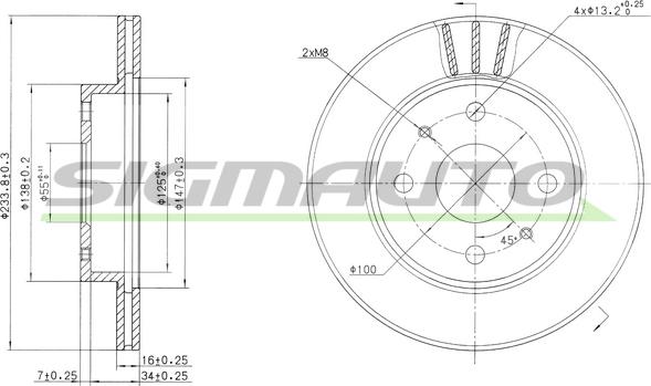 SIGMAUTO DBB394V - Brake Disc autospares.lv