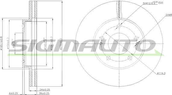 SIGMAUTO DBB393V - Brake Disc autospares.lv