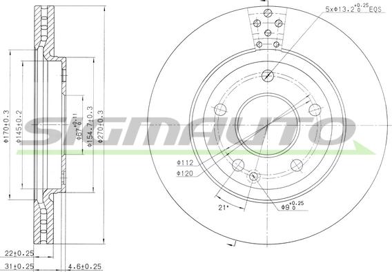 SIGMAUTO DBB363V - Brake Disc autospares.lv