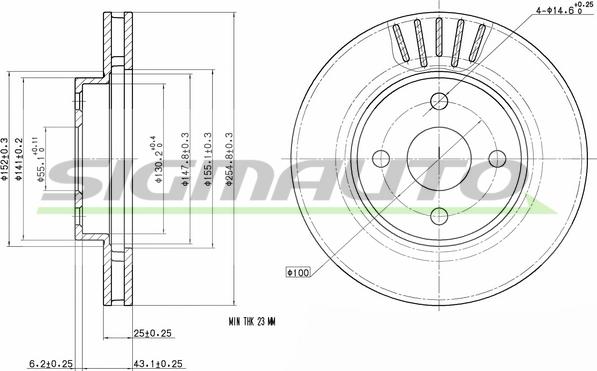 SIGMAUTO DBB309V - Brake Disc autospares.lv