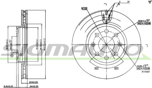 SIGMAUTO DBB304V - Brake Disc autospares.lv