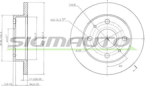 SIGMAUTO DBB302S - Brake Disc autospares.lv