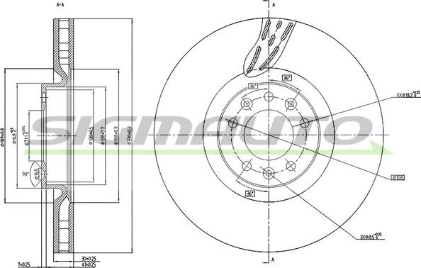 SIGMAUTO DBB319V - Brake Disc autospares.lv