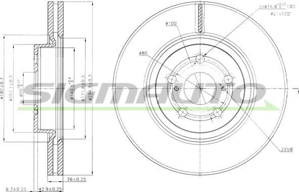 SIGMAUTO DBB315V - Brake Disc autospares.lv