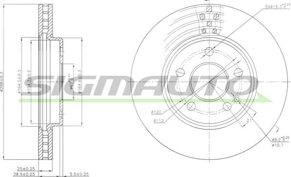 SIGMAUTO DBB316V - Brake Disc autospares.lv