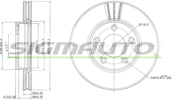 SIGMAUTO DBB311V - Brake Disc autospares.lv