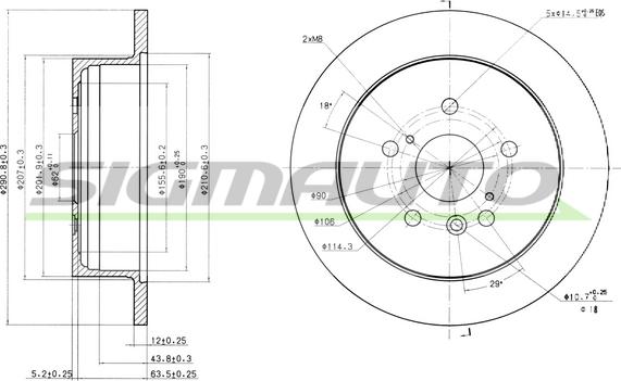 SIGMAUTO DBB380S - Brake Disc autospares.lv