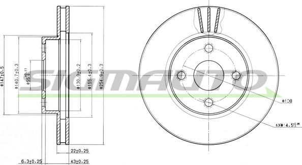 SIGMAUTO DBB335V - Brake Disc autospares.lv