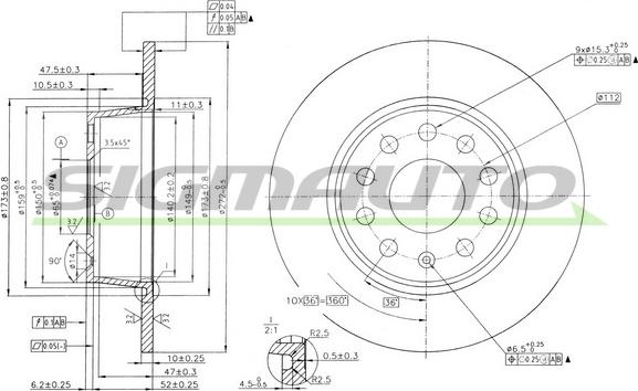 SIGMAUTO DBB328S - Brake Disc autospares.lv