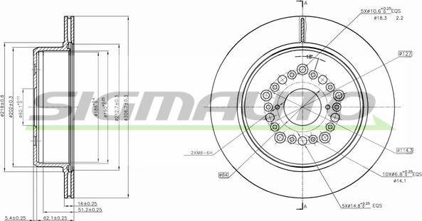 SIGMAUTO DBB375V - Brake Disc autospares.lv