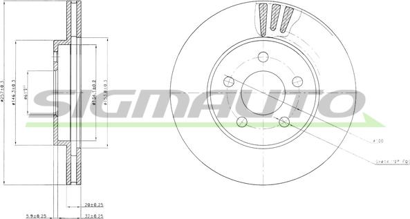 SIGMAUTO DBB376V - Brake Disc autospares.lv