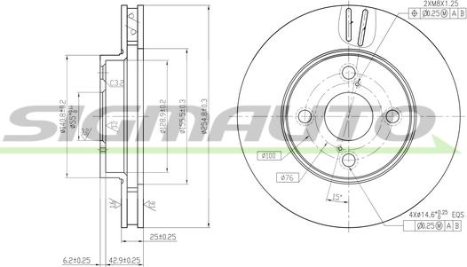 SIGMAUTO DBB294V - Brake Disc autospares.lv