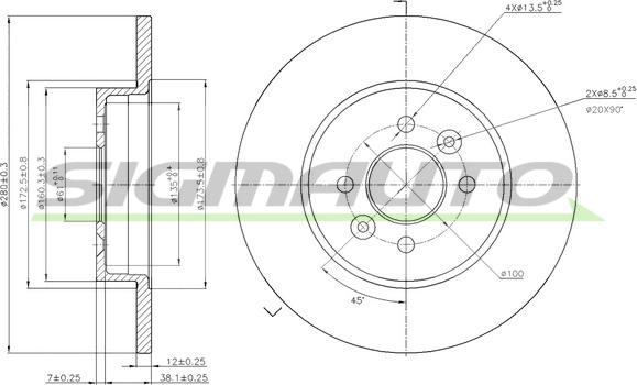 SIGMAUTO DBB295S - Brake Disc autospares.lv