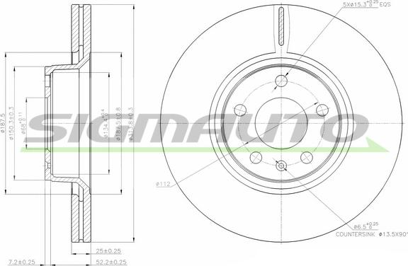 SIGMAUTO DBB291V - Brake Disc autospares.lv