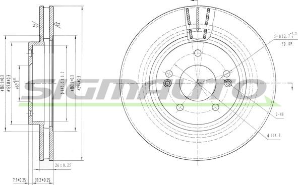 SIGMAUTO DBB292V - Brake Disc autospares.lv