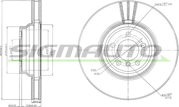 SIGMAUTO DBB246V - Brake Disc autospares.lv