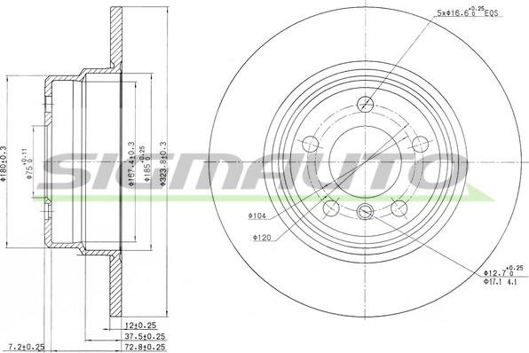 SIGMAUTO DBB255S - Brake Disc autospares.lv