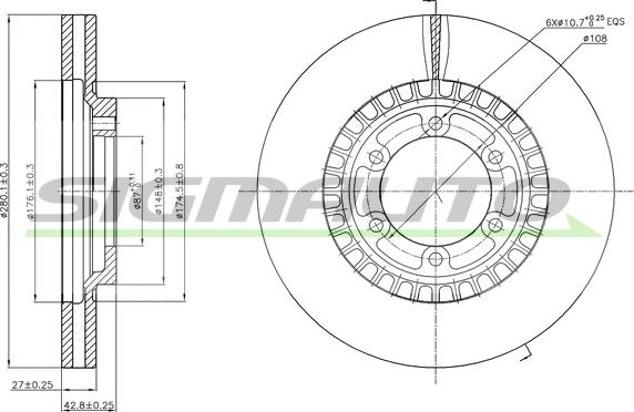 SIGMAUTO DBB269V - Brake Disc autospares.lv