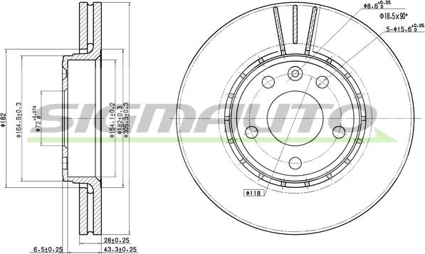 SIGMAUTO DBB204V - Brake Disc autospares.lv