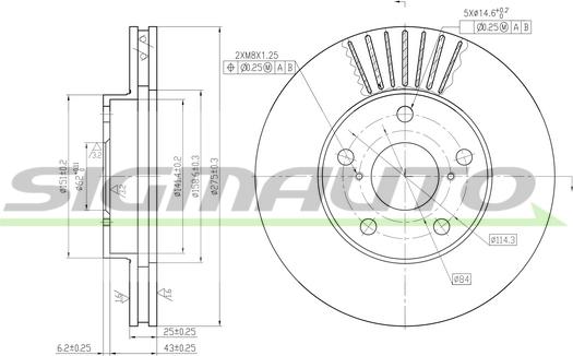 SIGMAUTO DBB216V - Brake Disc autospares.lv