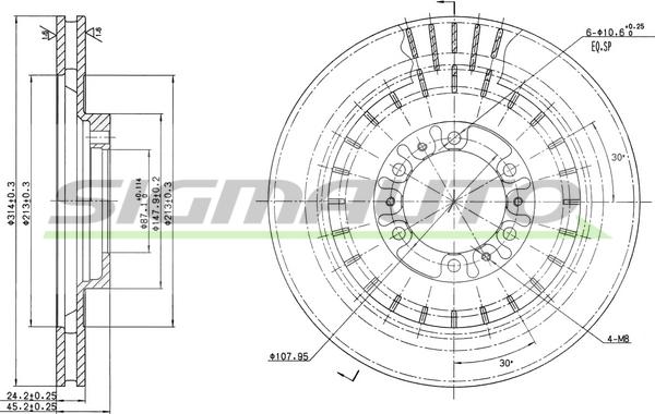 SIGMAUTO DBB212V - Brake Disc autospares.lv