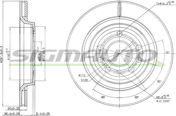 SIGMAUTO DBB289V - Brake Disc autospares.lv