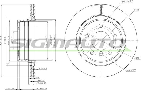 SIGMAUTO DBB285V - Brake Disc autospares.lv