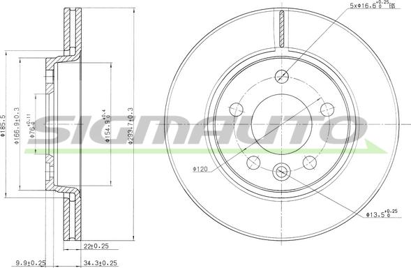 SIGMAUTO DBB286V - Brake Disc autospares.lv