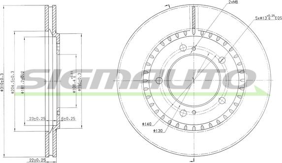 SIGMAUTO DBB282V - Brake Disc autospares.lv