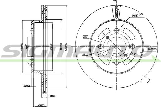 SIGMAUTO DBB287V - Brake Disc autospares.lv