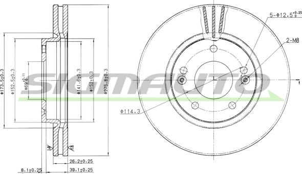 SIGMAUTO DBB239V - Brake Disc autospares.lv