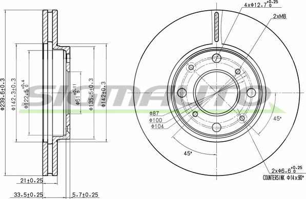 SIGMAUTO DBB231V - Brake Disc autospares.lv