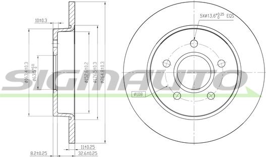 SIGMAUTO DBB226S - Brake Disc autospares.lv