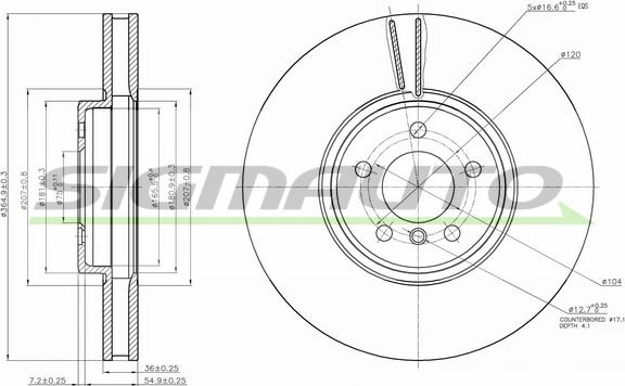 SIGMAUTO DBB746V - Brake Disc autospares.lv