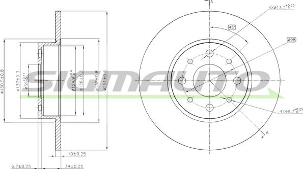 SIGMAUTO DBB741S - Brake Disc autospares.lv