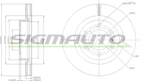 SIGMAUTO DBB757V - Brake Disc autospares.lv