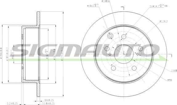 SIGMAUTO DBB704S - Brake Disc autospares.lv