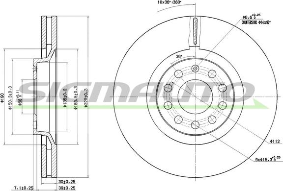 SIGMAUTO DBB705V - Brake Disc autospares.lv